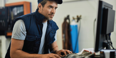 mechanic using computer mechanic using computer